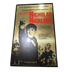 THE LIFE & ADVENTURES OF NICHOLAS NICKLEBY Framed 1981 Broadway WINDOW CARD Vtg